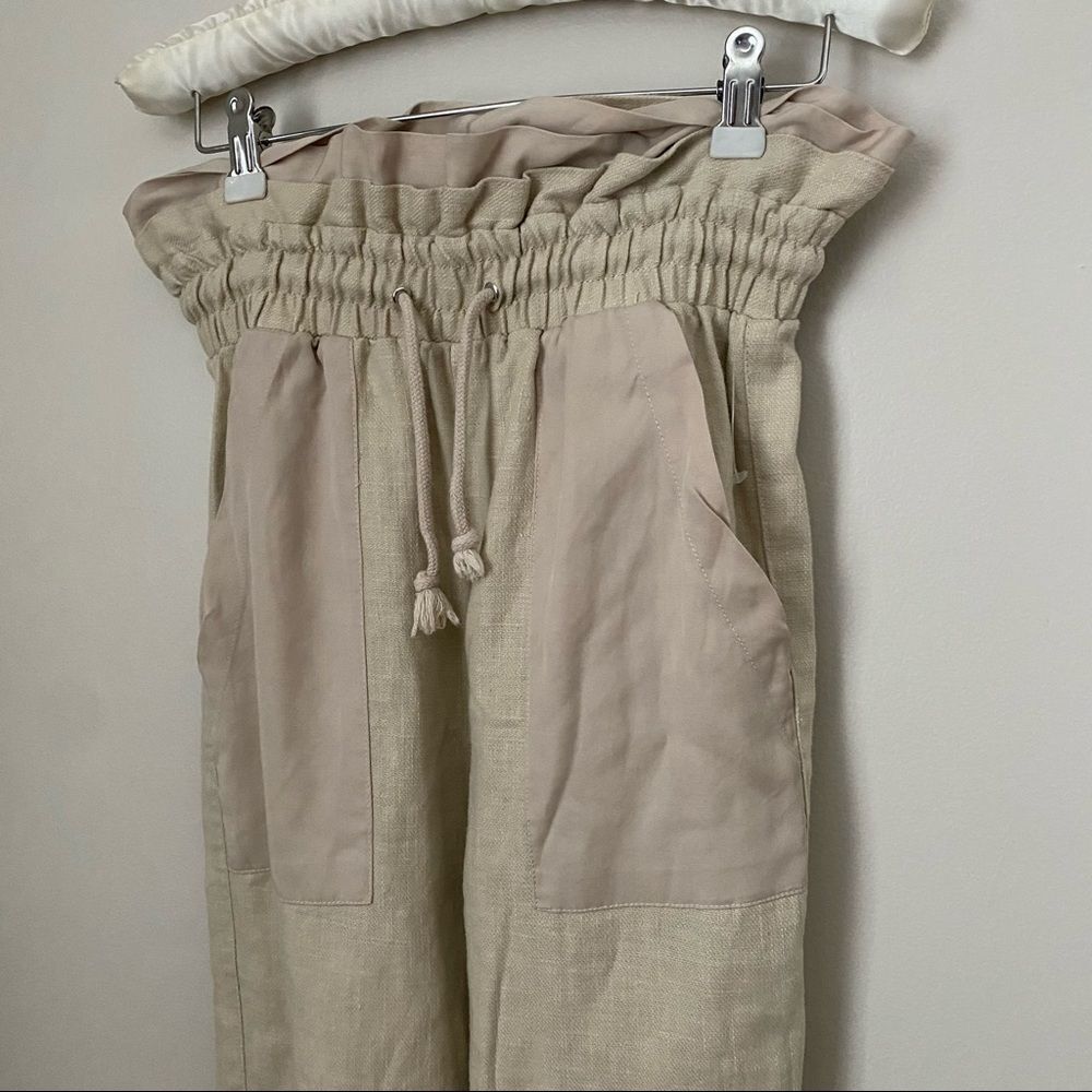 Blank NYC Pants Away From Here Cream Linen Paperbag Joggers Casual Leisure Trend - Picture 3 of 10